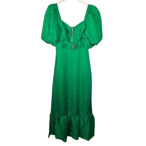 Sandro Falbala Rhinestone Embellished Cutout Midi Dress Emerald  38/M - Picture 2 of 15